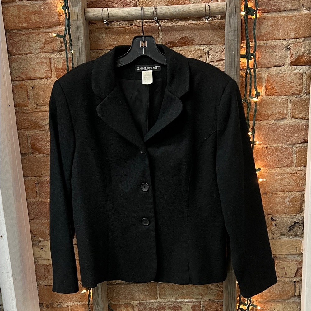 Savannah Women's Vintage Wool Black Blazer - Picture 1 of 3
